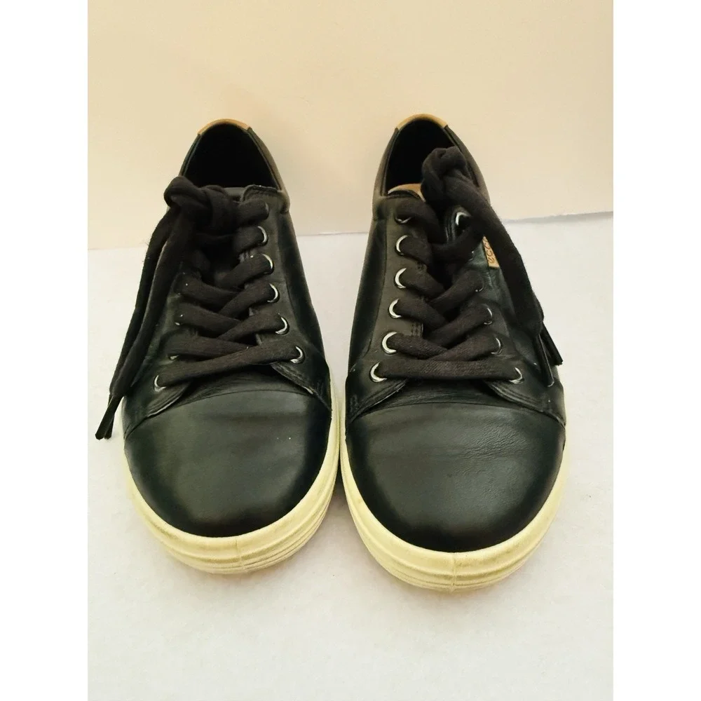 ECCO Black Leather Women's Soft 7 Comfort Casual Sneakers Round Toe EU 37 / US 6